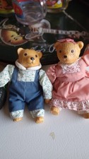 Vtg  Miniature Porcelain Teddy Bear Dolls Russ  Couple EUC picture