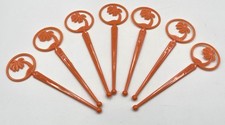 VTG Retro Lot 7 Swizzle Stir Sticks TIKI BAR Lounge Miami TCA Brand Palm Tree picture