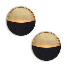 Batoslee Black Wall Candle Holder Set of 2 Gold Leaf Interior Sconces picture