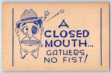 c1910's Man Black Eye Zip Mouth A Closed Mouth Gathers No Fist Antique Postcard picture