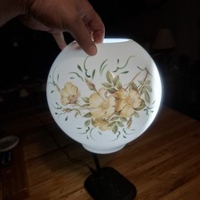 Antique Milk Glass White Vintage electric oil Lamp Light Shade Gwtw Globe flower picture
