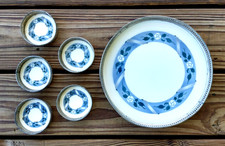 Antique 1900's German Delft blue Coasters & Server Tray picture