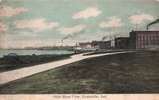 Evansville IN Indiana Ohio River Waterfront Steamboat Industry Vtg Postcard 17A picture