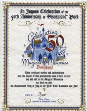 Disneyland Attendence Certificate Celebrating 50 Years of Magical Memories 2005 picture