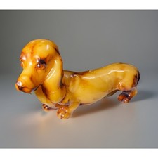 Vintage Lg 14” Dachshund Dog Wax Candle Unused Golden Amber Eyes Still Wrapped picture