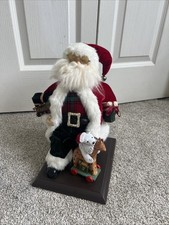 Santa Claus Figurine Kneeling Santa with Presents & Toys on a Wood Base 14