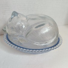 Vintage Indiana Glass Cat on a Nest 7