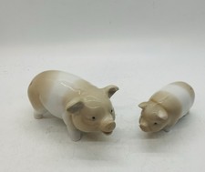Vintage Otagiri Set Of 2 Ceramic Pigs Mother 4” And Baby 3” Cream & White picture