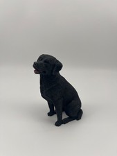 Living Stone Dog Black Lab Realistic Look Resign Figurine Decor 3.5 Inch picture