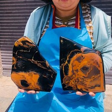 2pcs 7.15 LB Natural Polished Blue Tiger's Eye Freeform Crystal Specimen 6247 picture