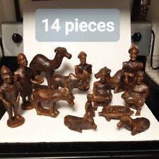 14pc Stunning Bronzed Clay Christmas Nativity Set Cameroon African artisans  picture