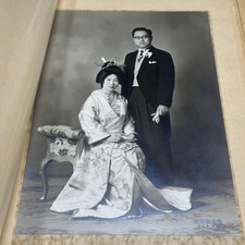 Vintage 1962 Japanese Wedding Bride Groom Portrait Photo Meiji Kinenkan B&W picture