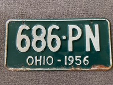 RARE 1956 OHIO LICENSE PLATE ORIGINAL PAINT CHEVY FORD DODGE ETC TOUGH YEAR picture