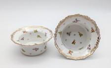 Pair Richard Klemm Dresden Hand Painted Porcelain Bowls Floral Gilt c.1888-1916 picture
