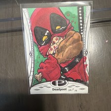 2014 Upper Deck Marvel Premier Deadpool 1/1 Sketch Card Fried Chicken Hand Drawn picture