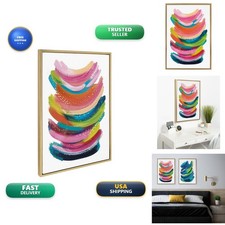 Kate and Laurel Sylvie Bright Abstract Framed Canvas 23x33 Bright Gold Wall Art picture