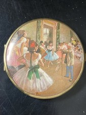 Vintage Double Mural Round Compact Ballet Dancers  Mirror in Western Germany  picture