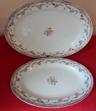 Vintage Pair WH Grindley English China DRESDEN Pattern Oval Serving Platters VGC picture