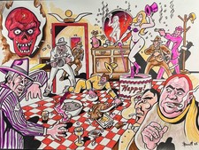 RED PARTY     MIKE BENNETT'S  ORIGINAL  ART   (2025)  12/1/2025. 5 picture