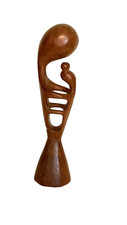 VTG 1970s Modernist Mother & Child Wooden Artisan Made Sculpture Approx. 11x3