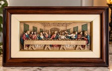 Vintage Made in Italy Last Supper 3D Resin Relief Wall Art Framed Jesus 16x10 picture