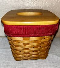 Longaberger 2002 7” Tall Tissue Basket w/ 2 Liners and Lid picture