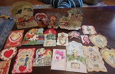 Vintage Antique Valentine Card Lot  Mechanical Die Cut PopUp Germany Miss May picture