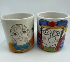 MCM Modern Desimone Pottery Italy 2  Coffee Cup Mug Picasso Style Face picture