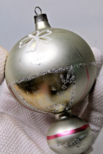 VTG Glass FLOWER Pictured Glitter LRG Finial 4
