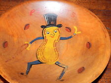 Mr. Peanut Original Wall Hanging, Wood Bowl By Napco 1960, CLEAN, Rare Antique.  picture