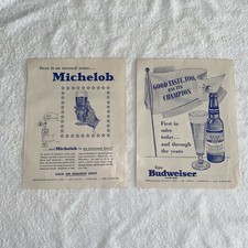2 diff 1954 Budweiser & Michelob Beer Ads Anheuser-Busch Brewing St Louis MO picture