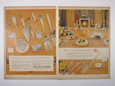 1847 Rogers Bros Flair International Print ADVERT 2 Page 1950s Vintage MOD picture