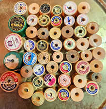 Lot of 50 Thread Spools Vintage Wooden Wood Sewing Various Sizes Empty No Thread picture