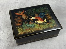 Vintage 1987 Russian Lacquer Box Palekh The Firebird 5x4x1.75 Signed Certificate picture