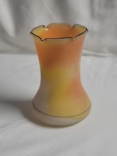 Stunning Rare Paper-thin Frosted Orange & Yellow Czech Beautiful Art Glass Vase  picture