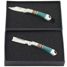 Rough Rider Turquoise Series Mini Folder and Razor Pocket Knife Set of 2 picture