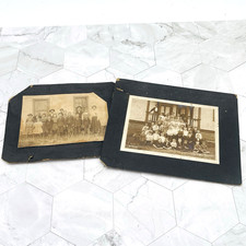 2 Vtg Atq 1900s Matted School Class Photos 1st Grade Cherokee NC & Unidentified picture