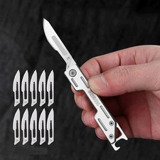 Mini EDC Folding Knife with 10 Blades Stainless Steel Pocket Knife Bottle Opener picture