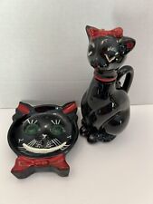 Vintage Shafford Black Cat Ash Tray & Vinegar Cruet picture
