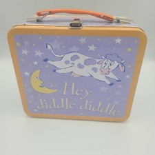 Vintage Hey Diddle Diddle Metal Lunch Box Cow Jumped Over The Moon Nursery Rhyme picture