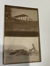 vtg Circa 1910 Early  Experimental Airplane Crash Before & After Bi-plane RPPC picture