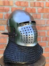 Medieval Combat grand Bascinet pigfaCE Helmet Knight Viking Helmet sca hmb picture