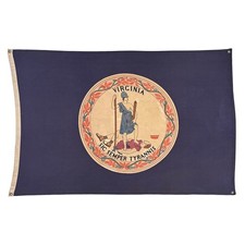 Large Vintage Cotton Virginia American State Flag Cloth Sic Semper Tyrannis USA picture