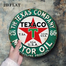 2D Flat - Vintage Texaco Motor Oil Logo Aluminum Sign -Tin Metal Signs 8x8in