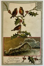 Christmas Greetings Antique Embossed Postcard, Posted Mazon, Illinois picture