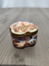 Antique Italian Capodimonte Porcelain Trinket Box Gold Trim Cherub/Angel Floral picture
