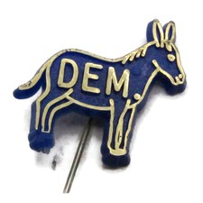 Vintage Democrat Donkey DEM Political Enamel Pin picture
