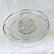 Vintage Ikebana Flower Frog In Clear Blown Glass Scalloped Dish picture