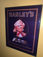 Hanley's Ale Beer Bar Man Cave Framed Advertising Sign picture