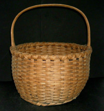 Excellent LG Round Footed Gathering Splint Basket Double-Wrapped Rim - Country  picture